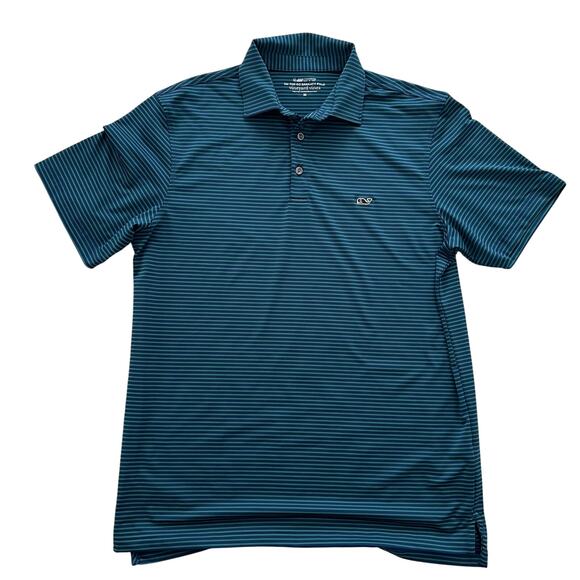 Vineyard Vines Mens On the Go Sankaty Polo Stripes Medium Preppy Casual Stretch - Picture 2 of 7